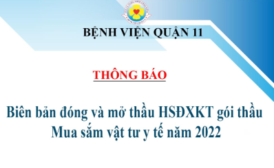 Biên bản đóng và mở thầu HSĐXKT gói thầu Mua sắm vật tư y tế năm 2022